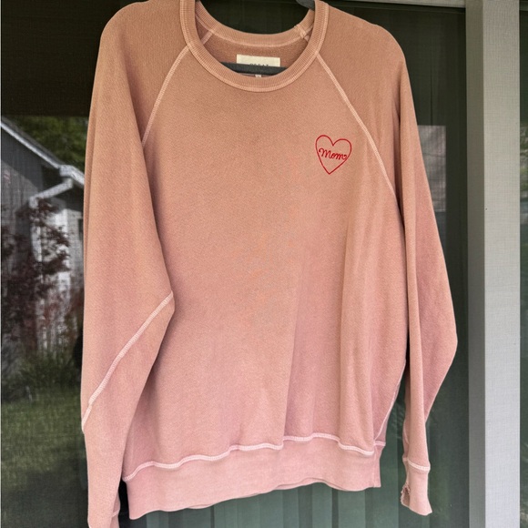 The Great: The College Sweatshirt in Dusty Rose with Mom Heart Embroidery  EUC - Picture 1 of 5